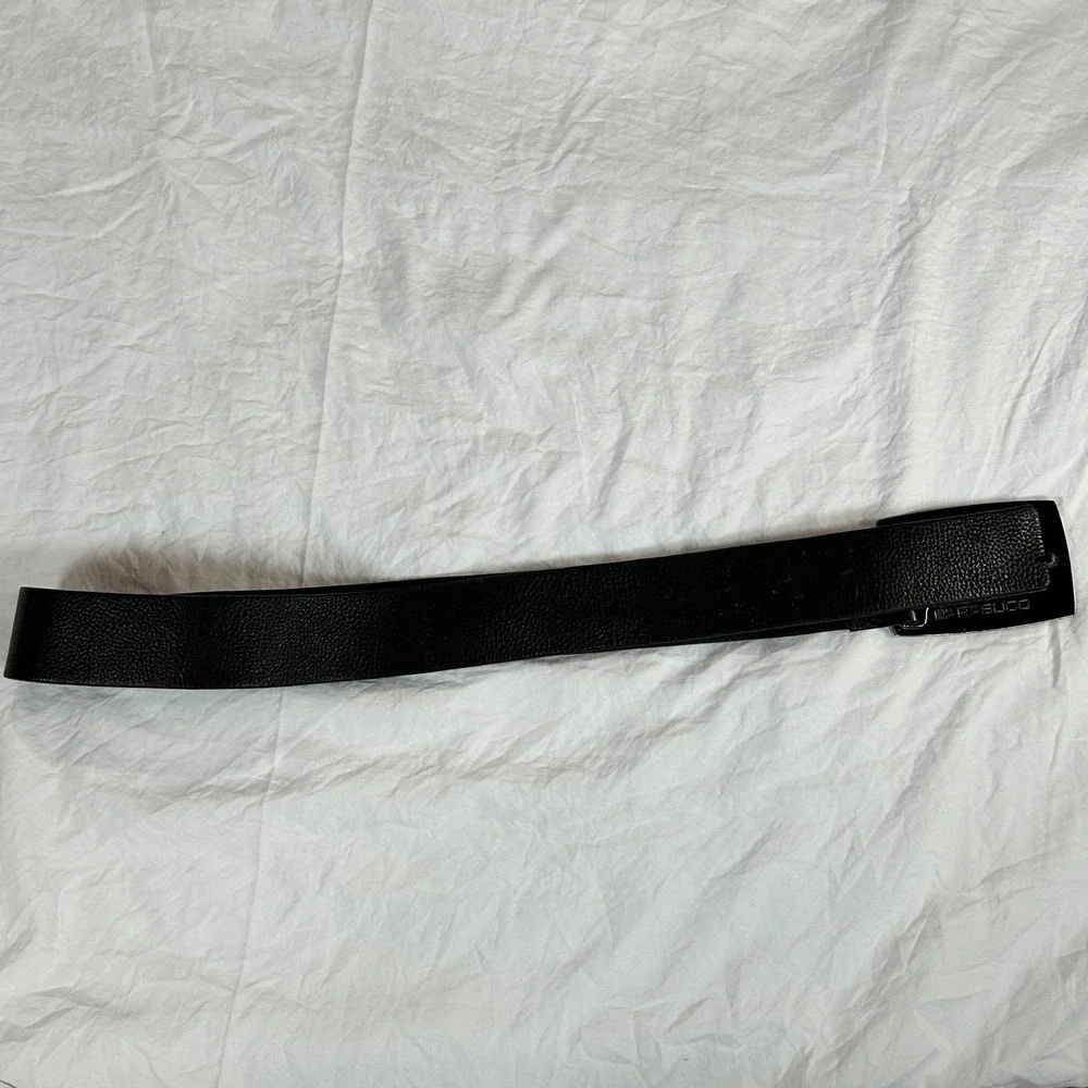 Parasuco Mens Black Genuine Italian Leather Belt Size 32 Lion Buckle Made Canada